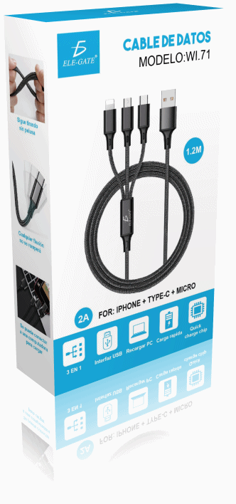 Cable Celular Usb Reforzado 3-1 Micro Usb Tipo C Lightning - Image 6