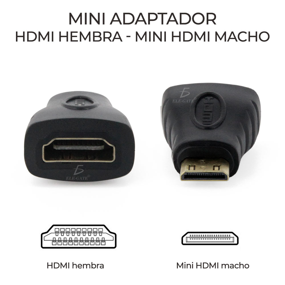 Adaptador Hdmi Hembra Mini Hdmi Macho