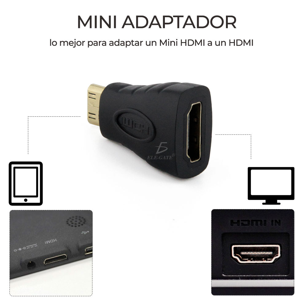 Adaptador Hdmi Hembra Mini Hdmi Macho