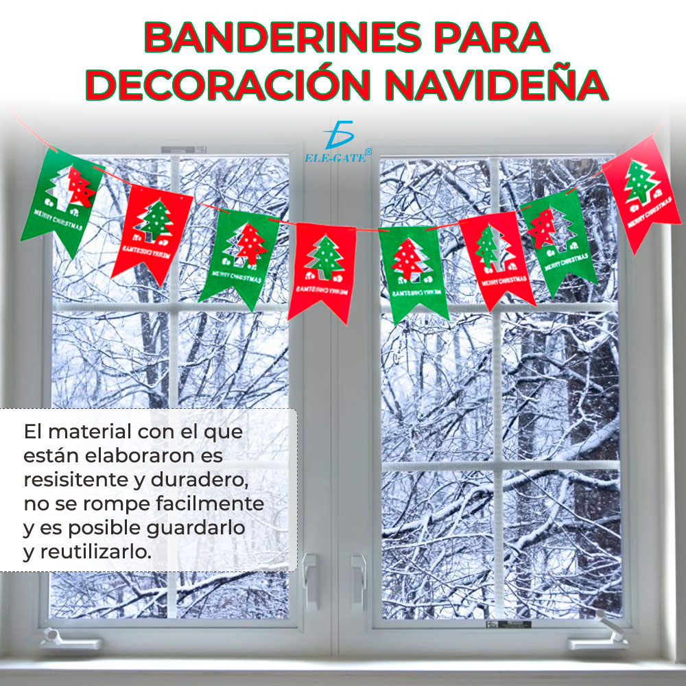 Banderines Para Decoración Navideña Por 8pzs