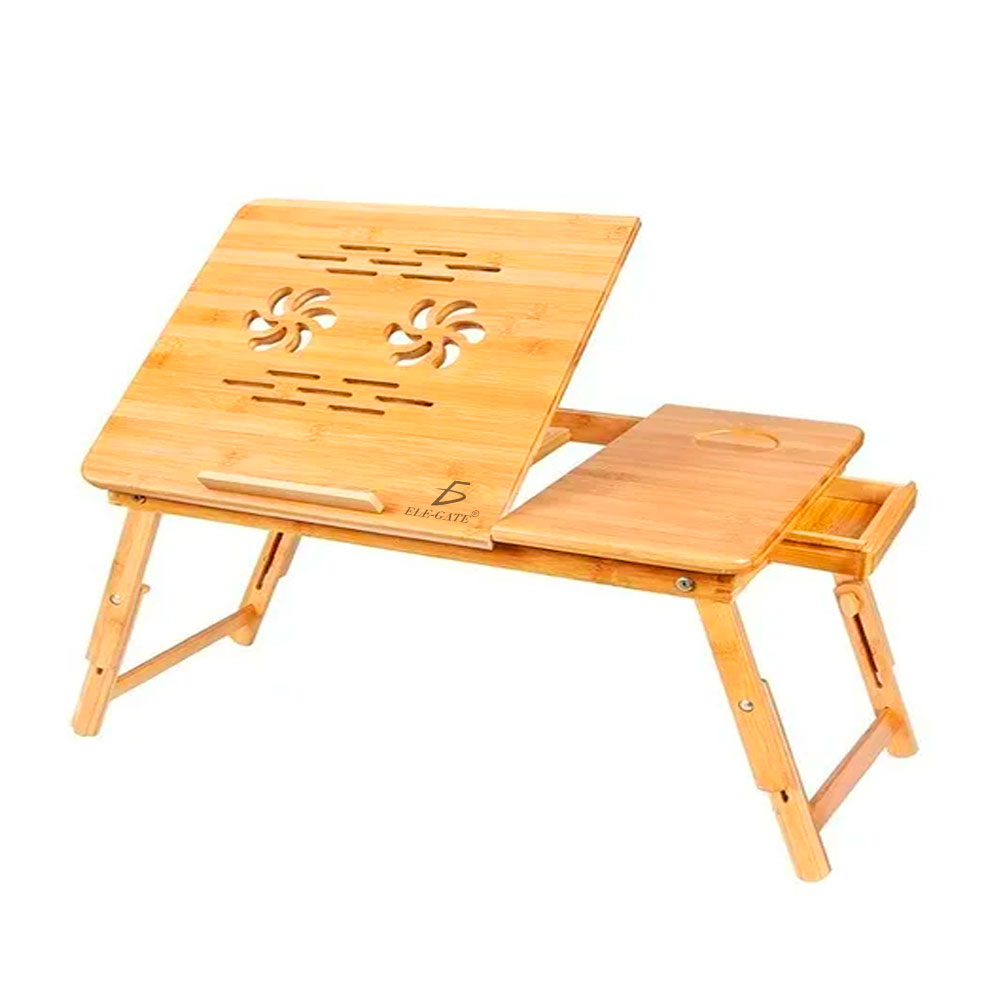 Mesa De Cama Bambu Base Enfriadora Para Laptop 2 Ventiladore