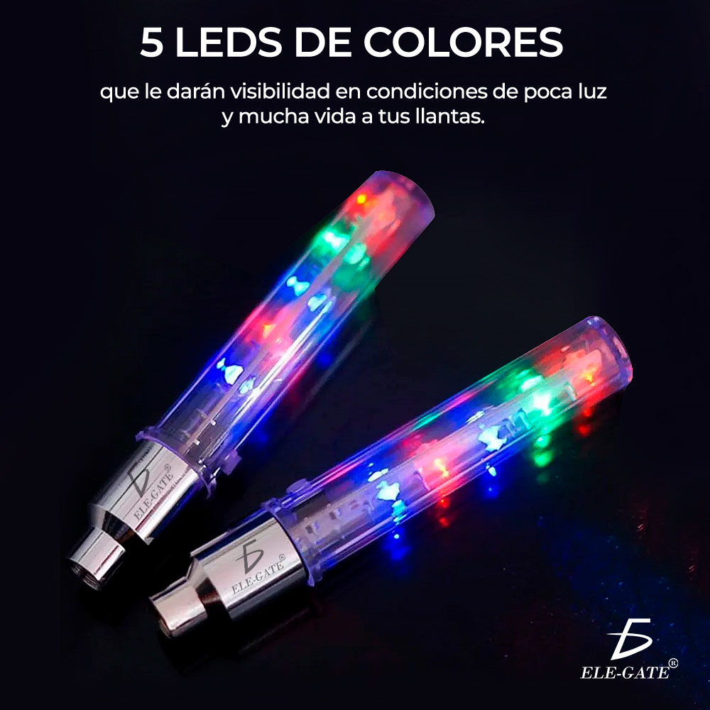 Par Luz Led Multicolor Valvula Tapon Llanta Bici Moto Auto