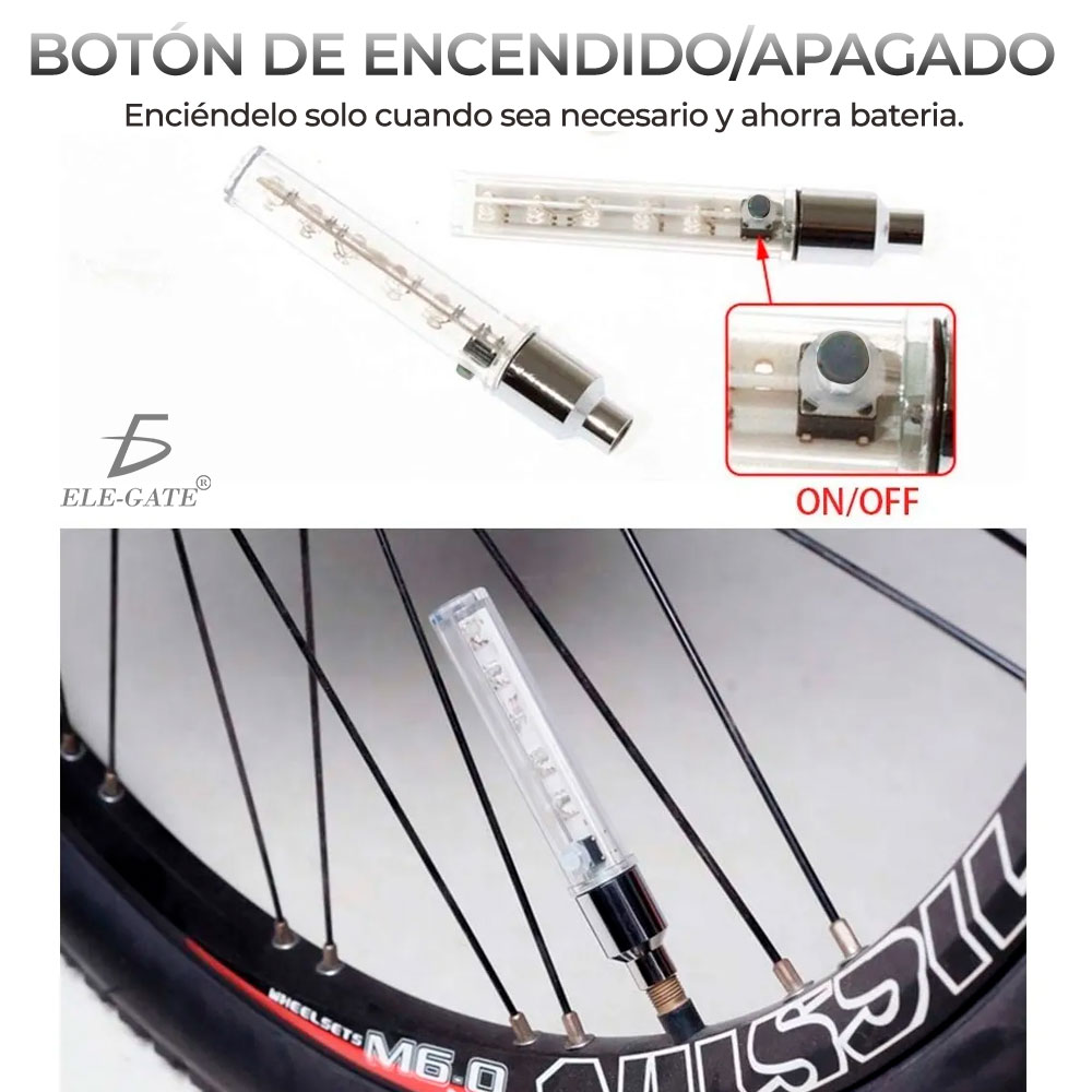 Par Luz Led Multicolor Valvula Tapon Llanta Bici Moto Auto