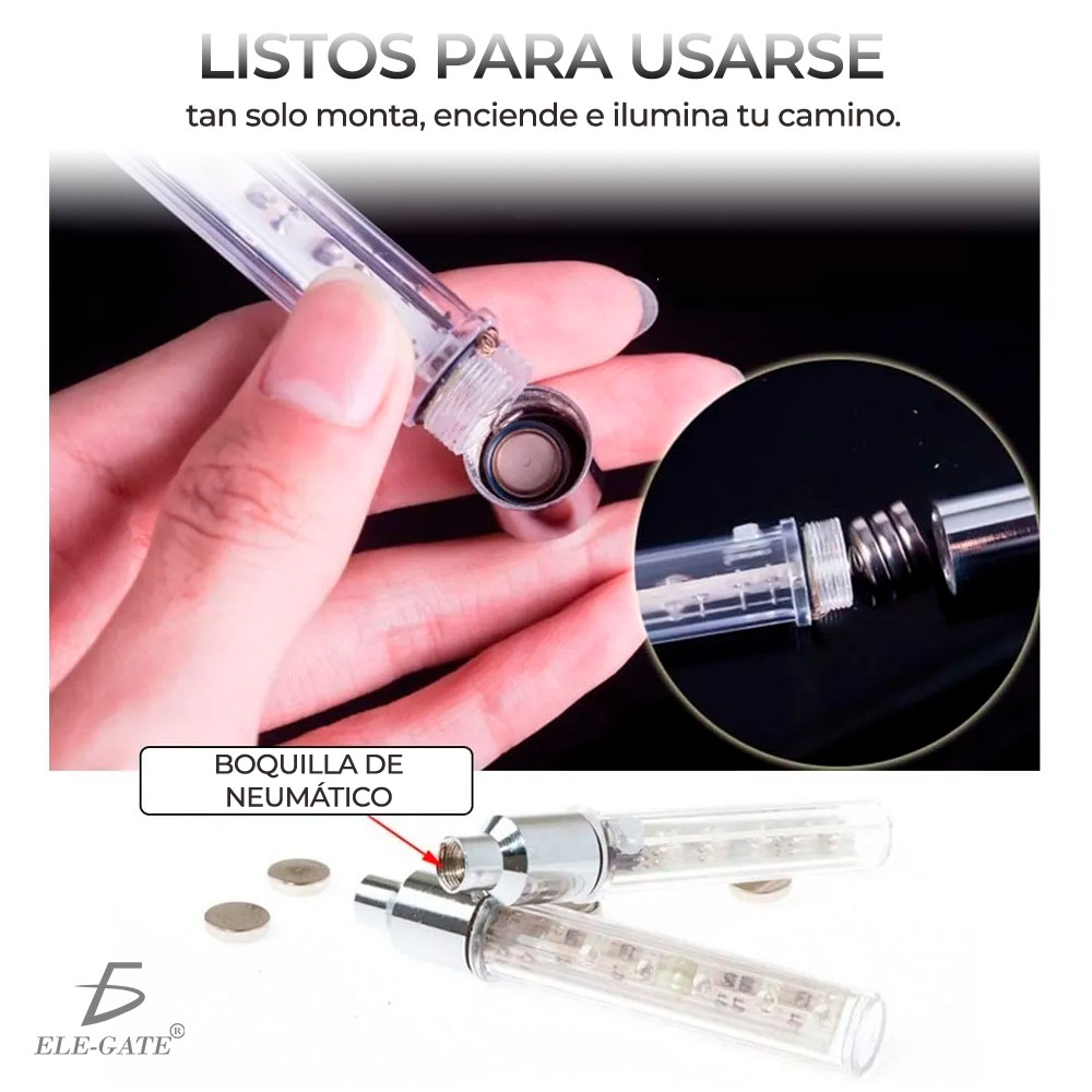 Par Luz Led Multicolor Valvula Tapon Llanta Bici Moto Auto