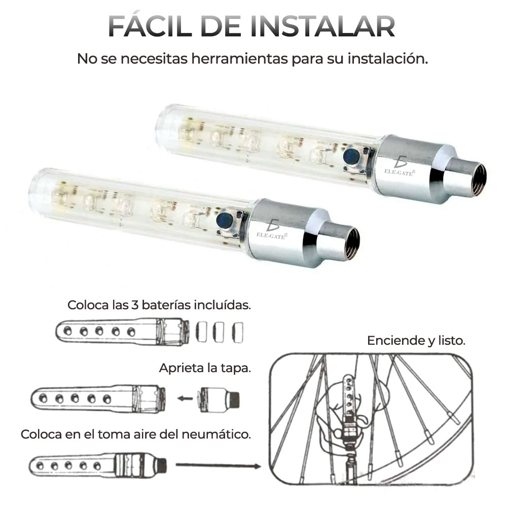 Par Luz Led Multicolor Valvula Tapon Llanta Bici Moto Auto