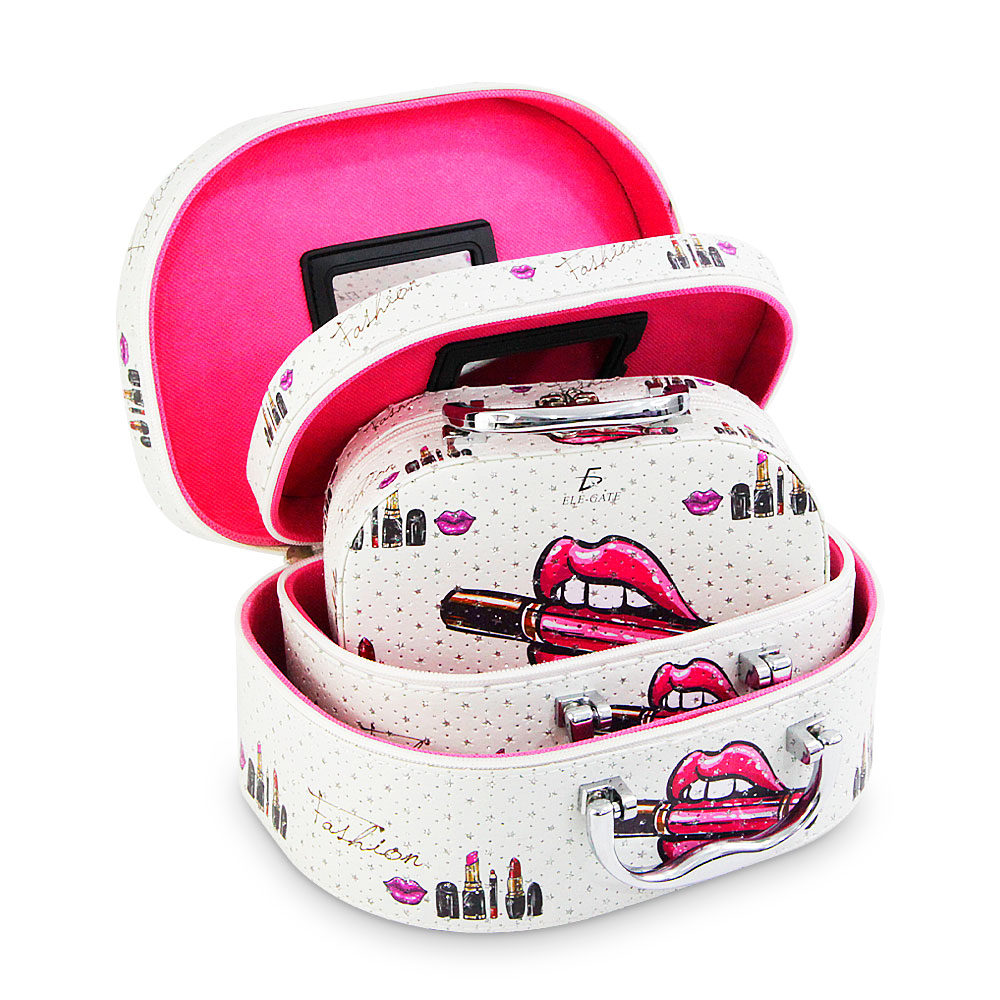 Cosmetiquera Neceser Estampado Kit De 3 Pzas Viaje Estuche MAQ.09.7