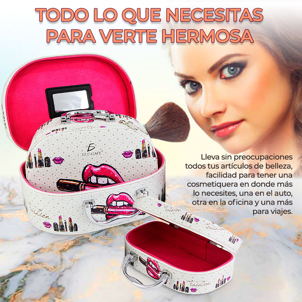 Cosmetiquera Neceser Estampado Kit De 3 Pzas Viaje Estuche MAQ.09.7