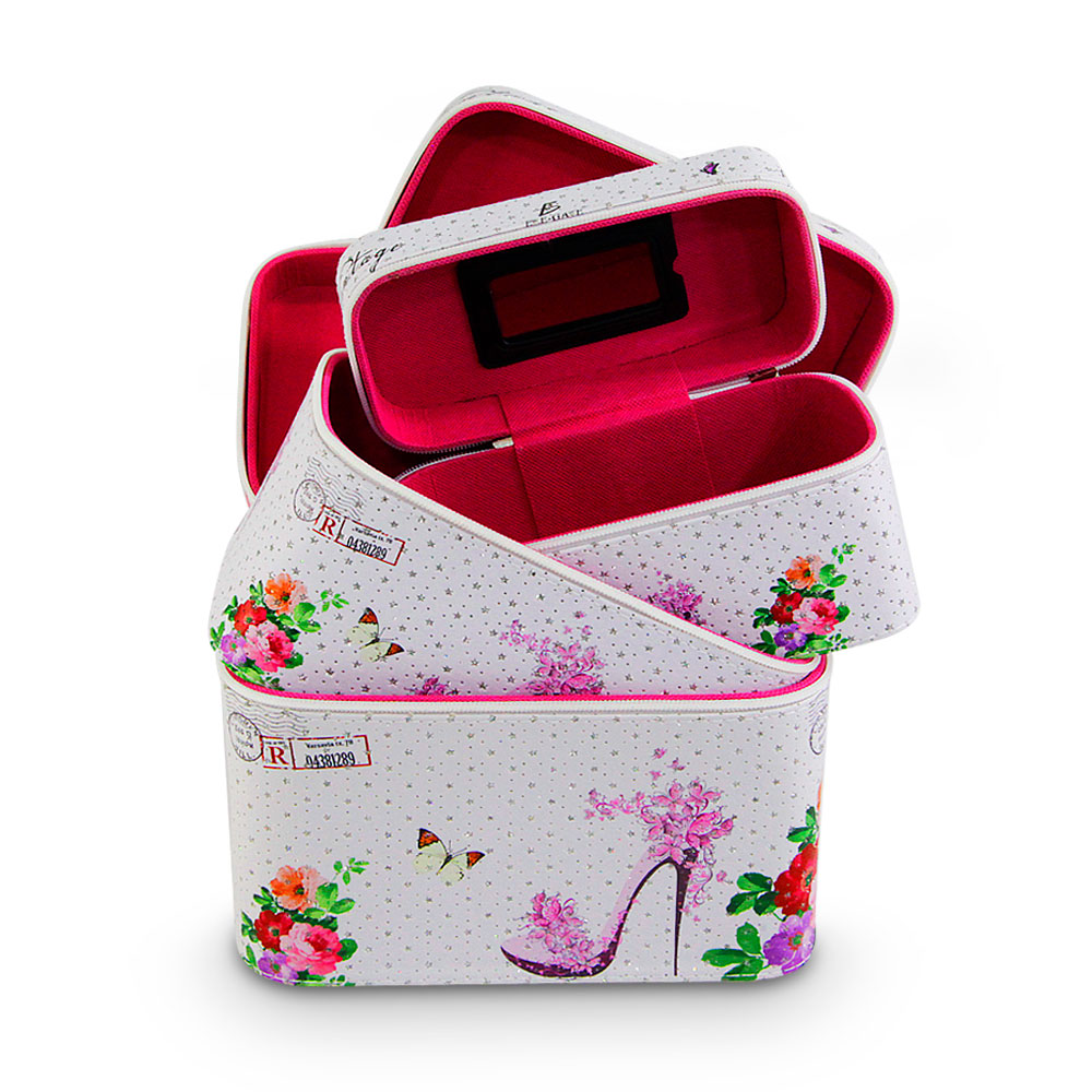 Cosmetiquera Neceser Estampado Kit De 3 Pzas Viaje Estuche MAQ.09.2