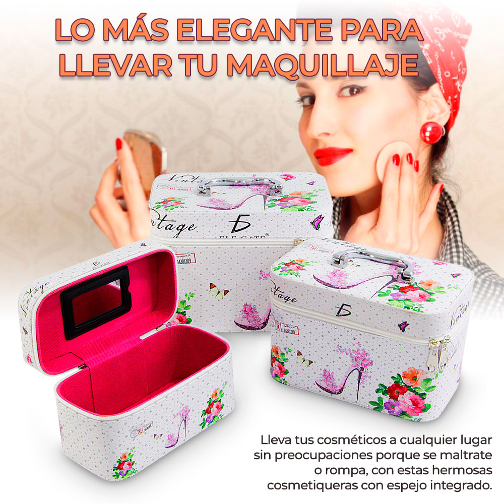 Cosmetiquera Neceser Estampado Kit De 3 Pzas Viaje Estuche MAQ.09.2