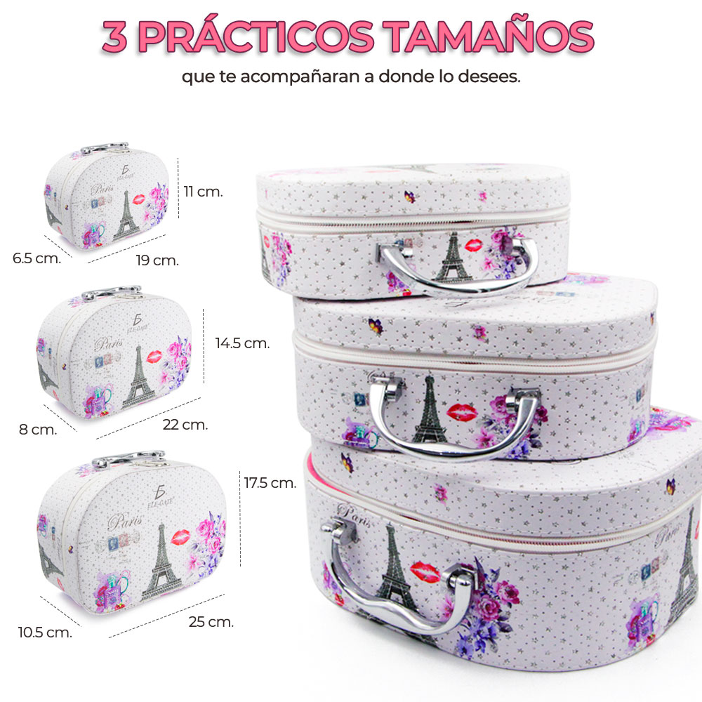 Cosmetiquera Neceser Estampado Kit De 3 Pzas Viaje Estuche MAQ.09.5