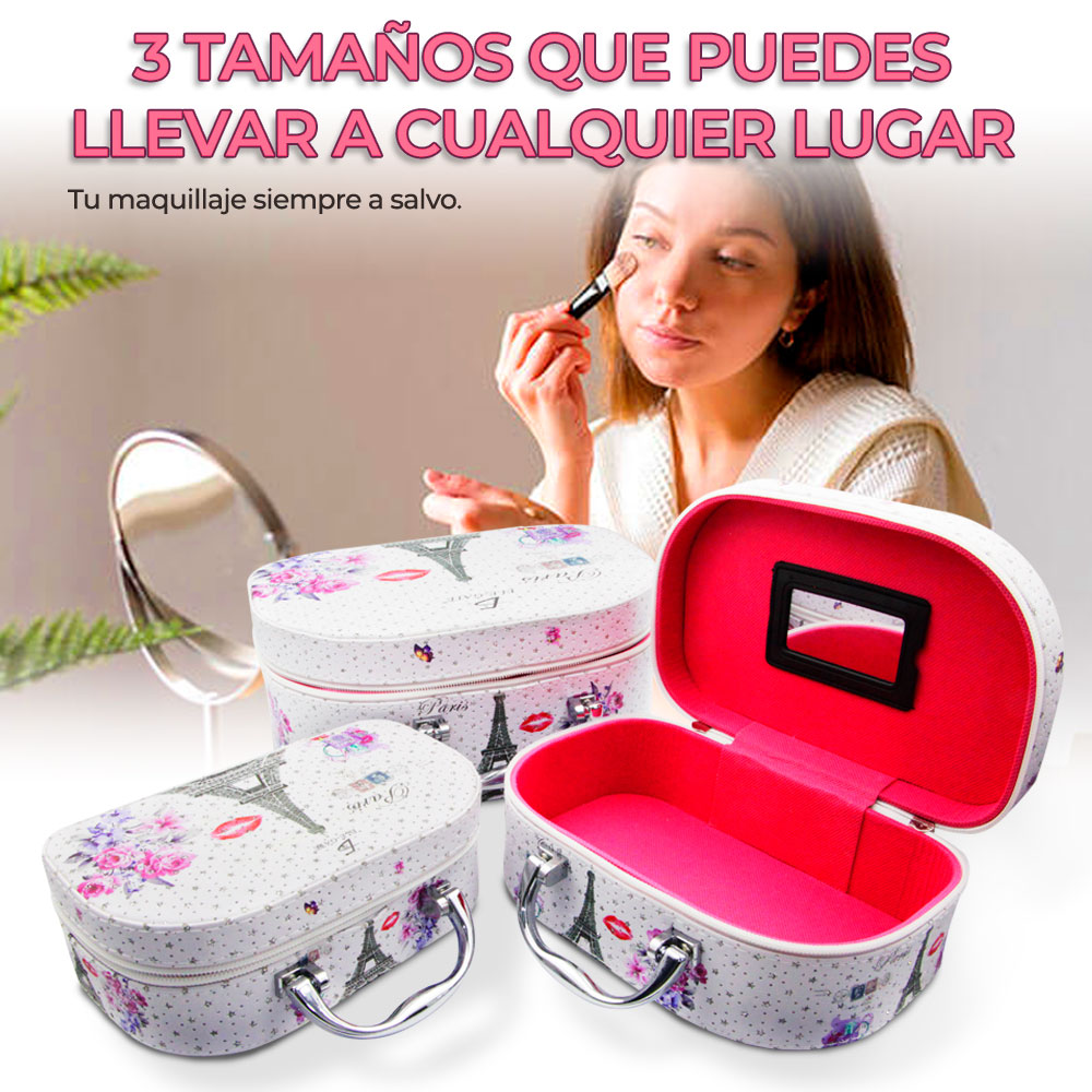 Cosmetiquera Neceser Estampado Kit De 3 Pzas Viaje Estuche MAQ.09.5