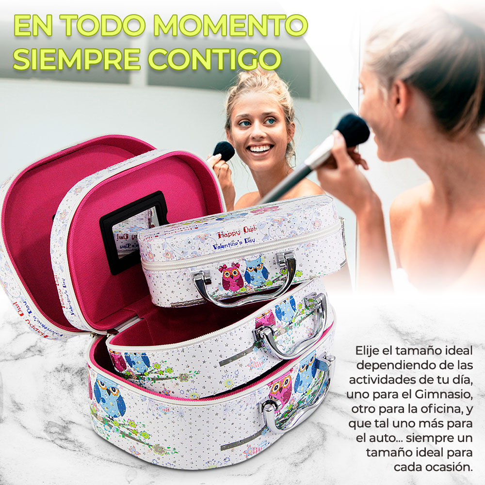 Cosmetiquera Neceser Estampado Kit De 3 Pzas Viaje Estuche MAQ.09.6
