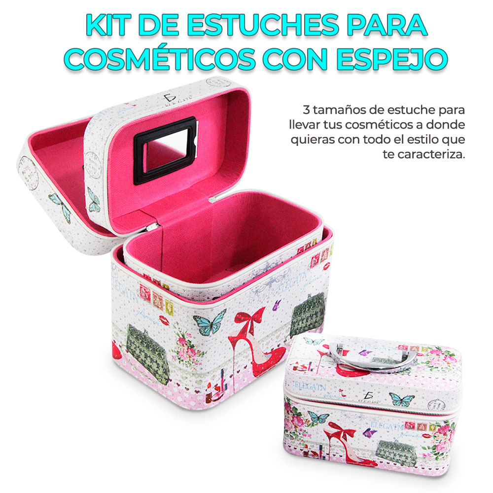 Cosmetiquera Neceser Estampado Kit De 3 Pzas Viaje Estuche MAQ.09.2