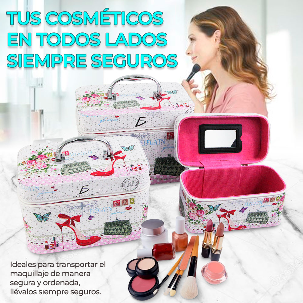 Cosmetiquera Neceser Estampado Kit De 3 Pzas Viaje Estuche MAQ.09.2