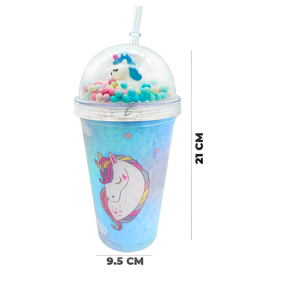 Vaso Con Popote Y Tapa De Cúpula Con Unicornio