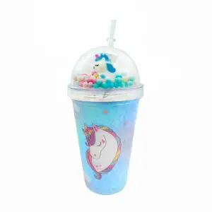 Vaso Con Popote Y Tapa De Cúpula Con Unicornio