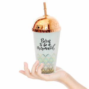 Vaso Resistente Con Popote Y Tapa De Cúpula