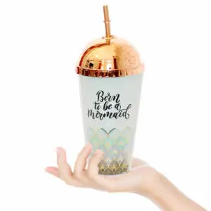 Vaso Resistente Con Popote Y Tapa De Cúpula
