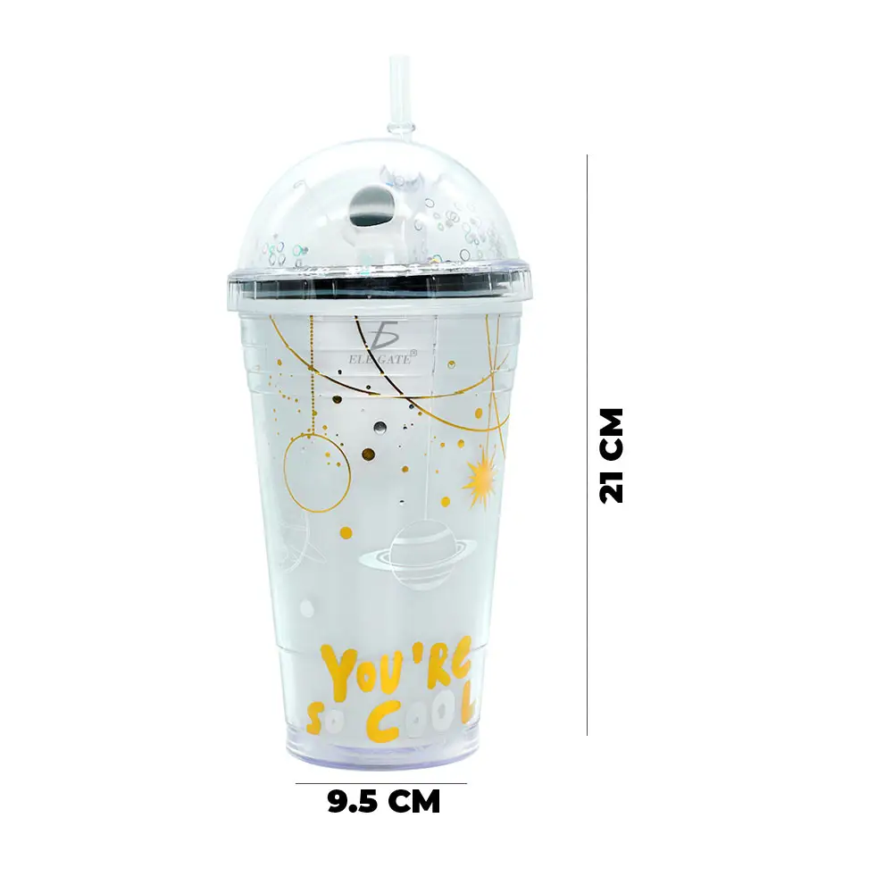 Vaso Con Popote Y Tapa De Cúpula Con Planeta Cósmico Resistente - Imagen 3