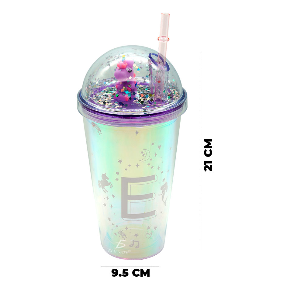 Vaso Con Popote Y Tapa De Cúpula Con Letra - Image 3