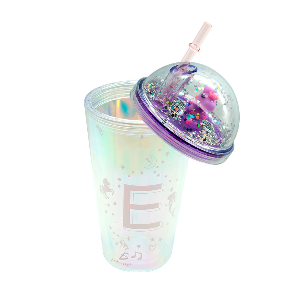 Vaso Con Popote Y Tapa De Cúpula Con Letra - Image 2