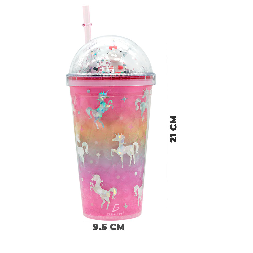 Vaso Con Popote Y Tapa De Cúpula Con Unicornio - Image 3