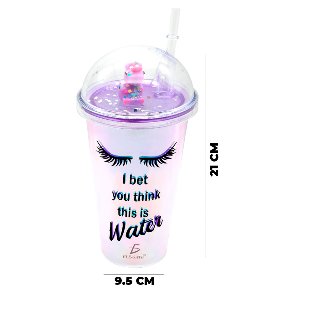 Vaso Con Popote Y Tapa De Cúpula Con Imagen de pestañas - Image 4