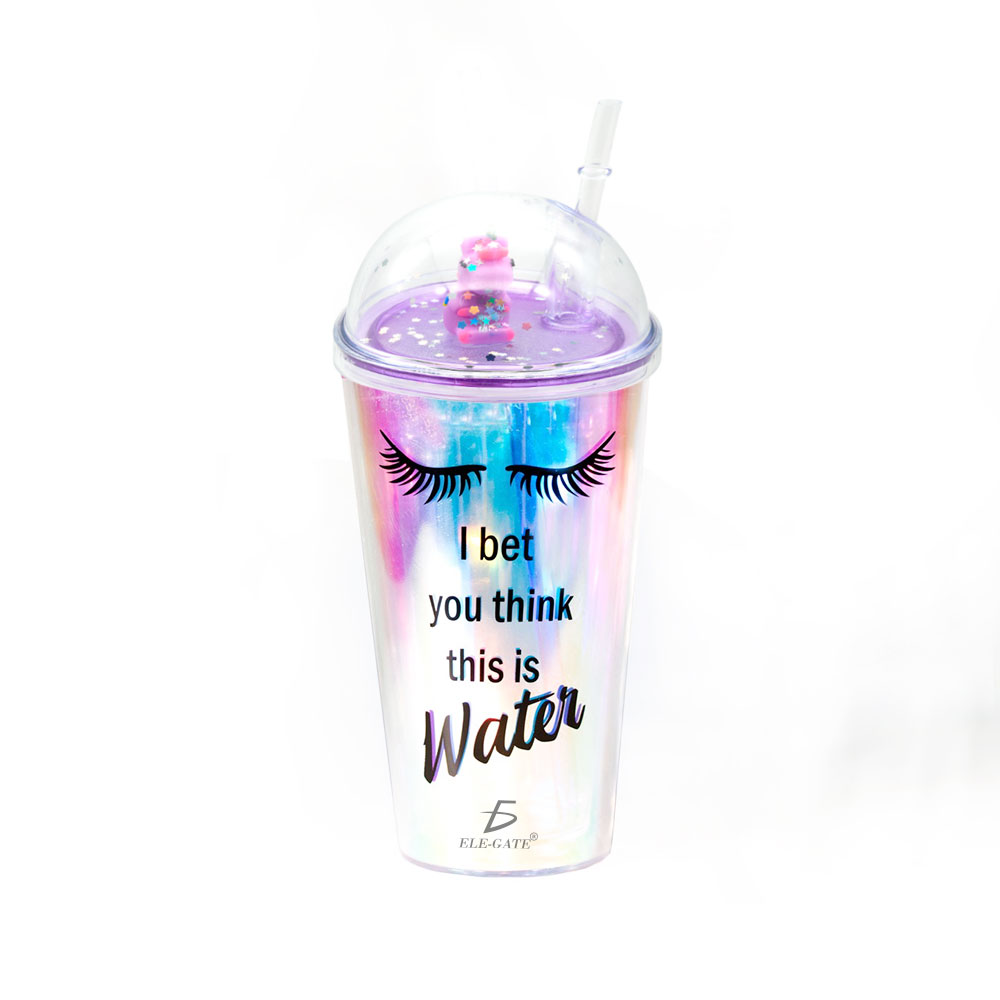 Vaso Con Popote Y Tapa De Cúpula Con Imagen de pestañas - Image 2