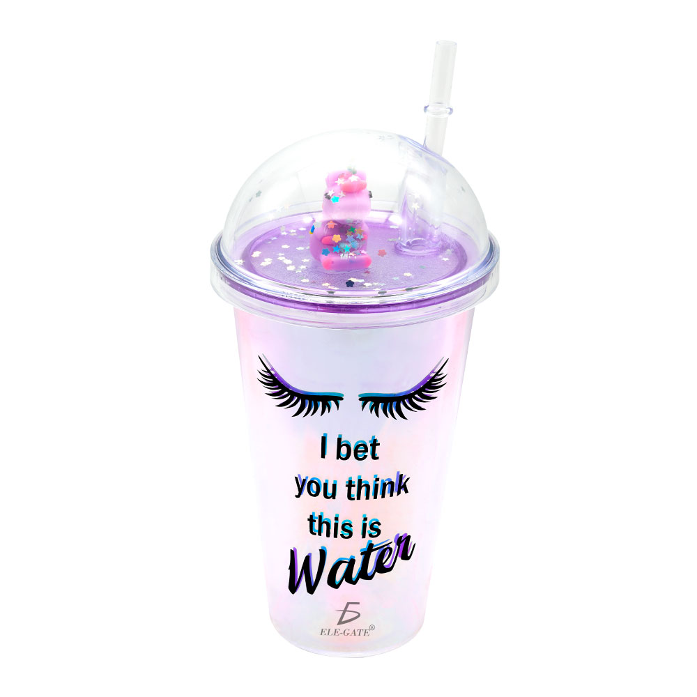 Vaso Con Popote Y Tapa De Cúpula Con Imagen de pestañas - Image 3