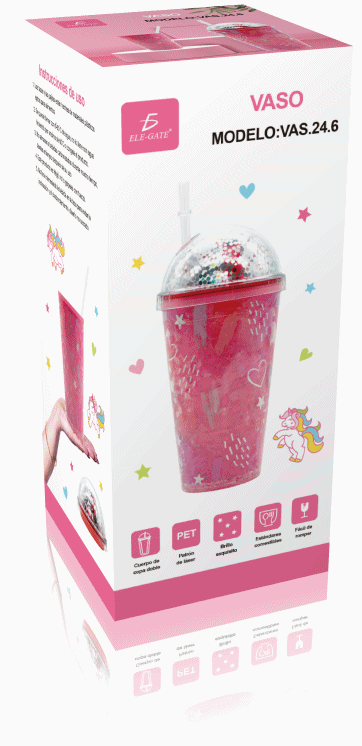 Vaso Con Popote Y Tapa De Cúpula Con Imagen de Amor - Image 5