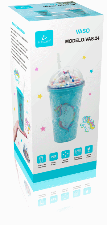 Vaso Con Popote Y Tapa De Cúpula Con Unicornio