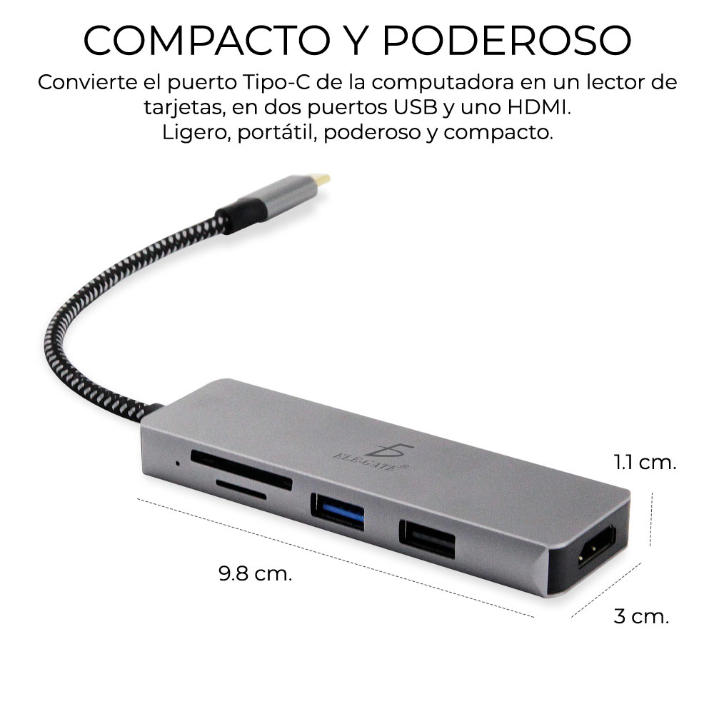 Hub Adaptador Hdmi 4k Usb 3.0 Sd Micro Sd Tipo C A Tipo C