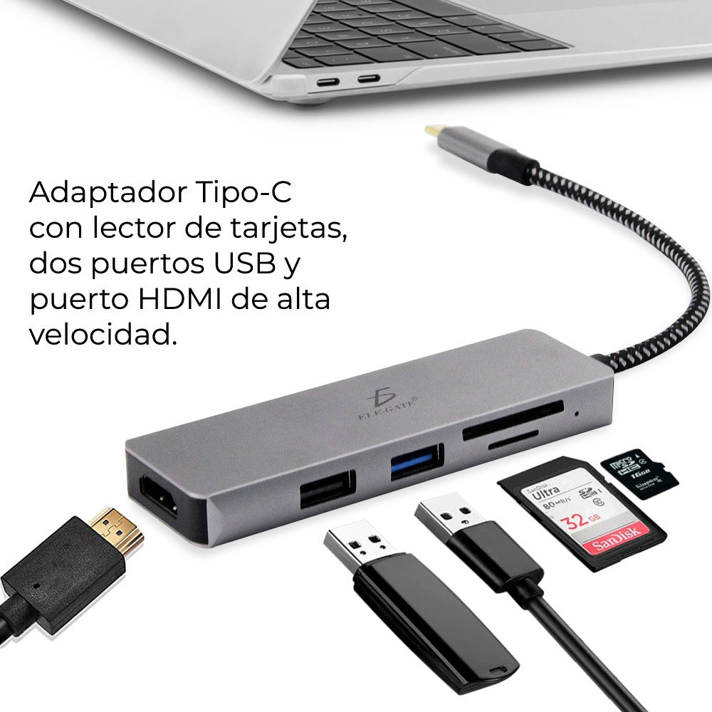 Hub Adaptador Hdmi 4k Usb 3.0 Sd Micro Sd Tipo C A Tipo C