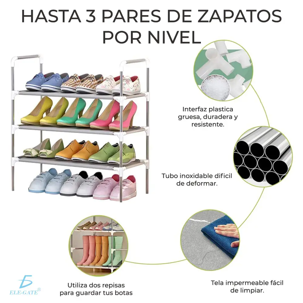 Estante De Almacenamiento 3 Capas Zapatero Fácil De Montar