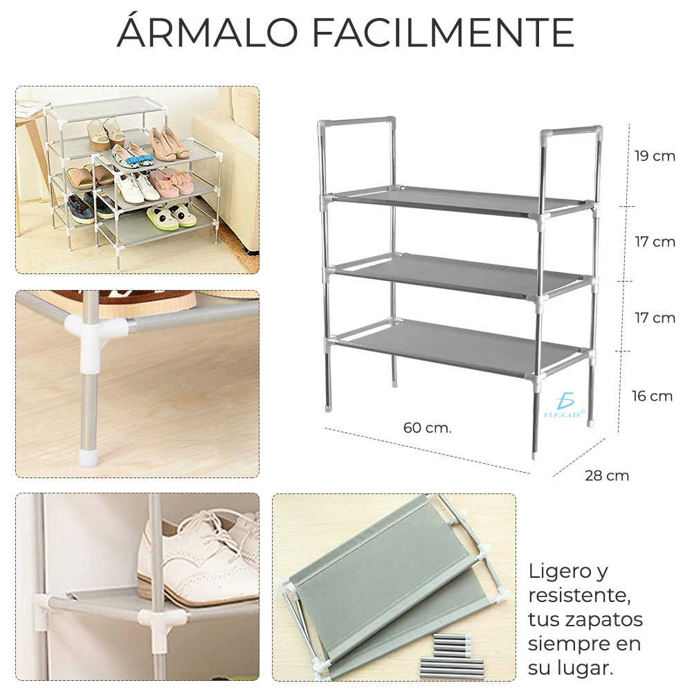 Estante De Almacenamiento 3 Capas Zapatero Fácil De Montar