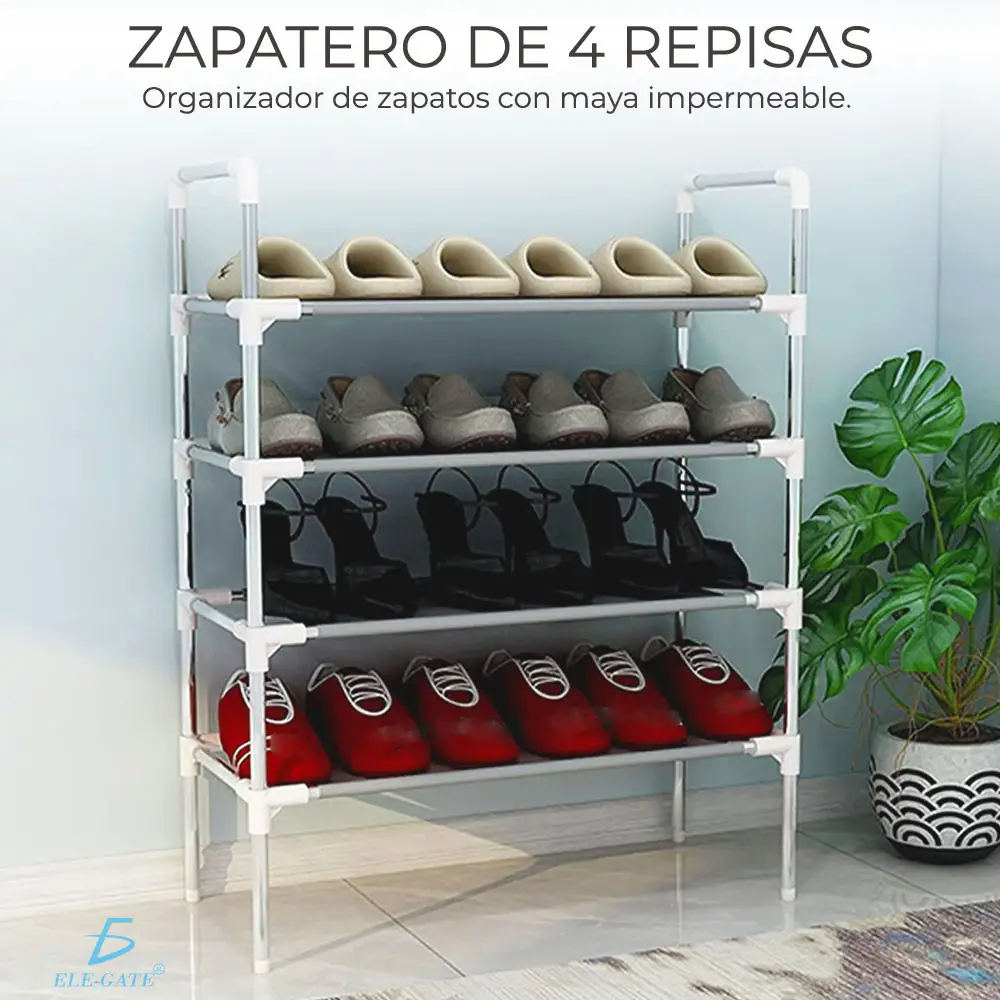Estante De Almacenamiento 4 Capas Zapatero Fácil De Montar
