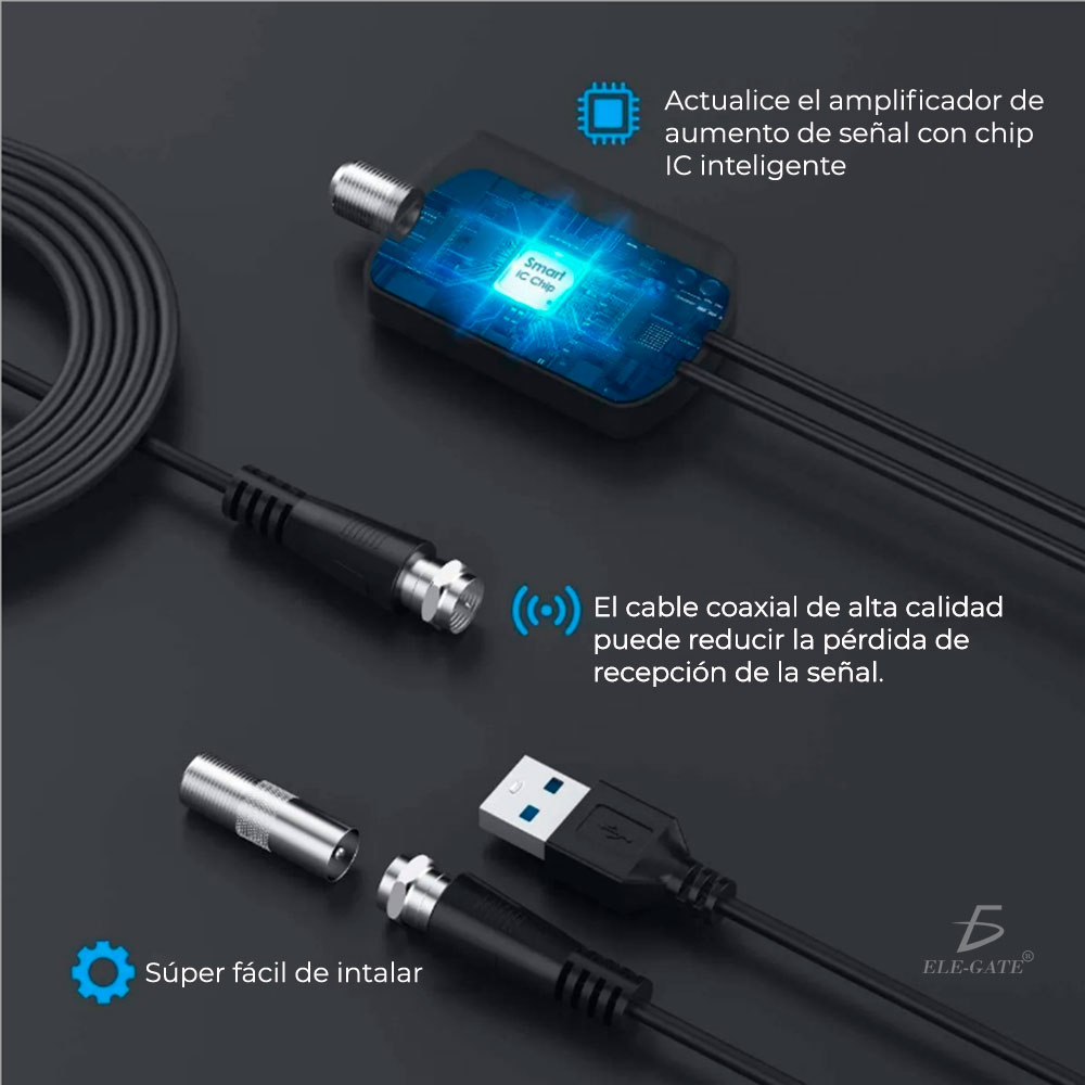 Antena De Tv Digital Hd 1080p Para Interiores Portátil