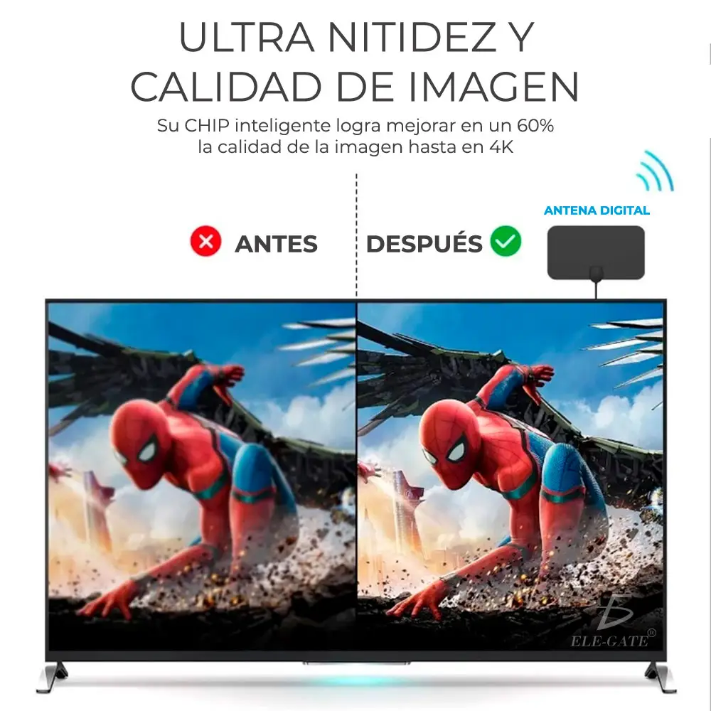 Antena De Tv Digital Hd 1080p Para Interiores Portátil
