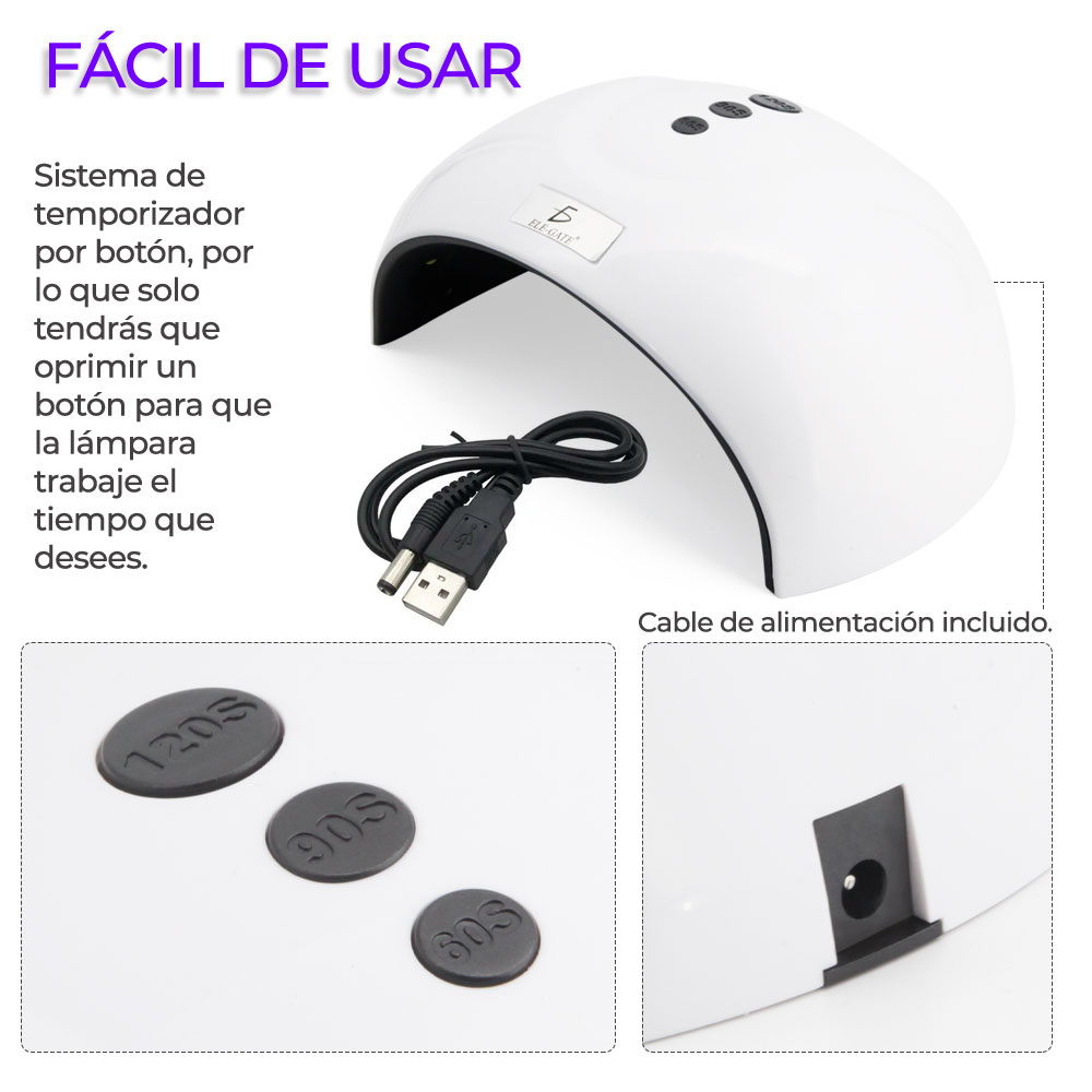 Lámpara De Uñas 36w 12 Led Uv Secador De Uñas Portátil