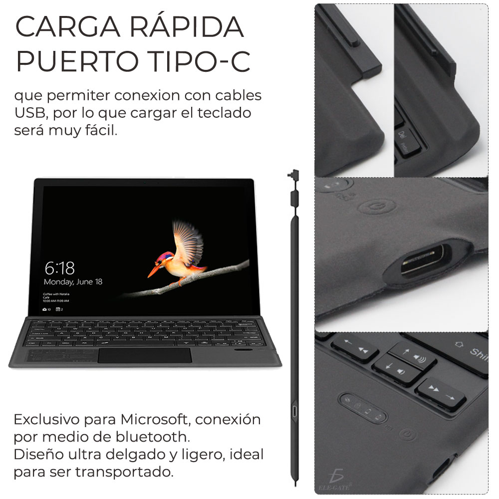 Teclado Táctil Bluetooth Para Surface Pro3 Pro4 Pro5 Pro6 Pro7