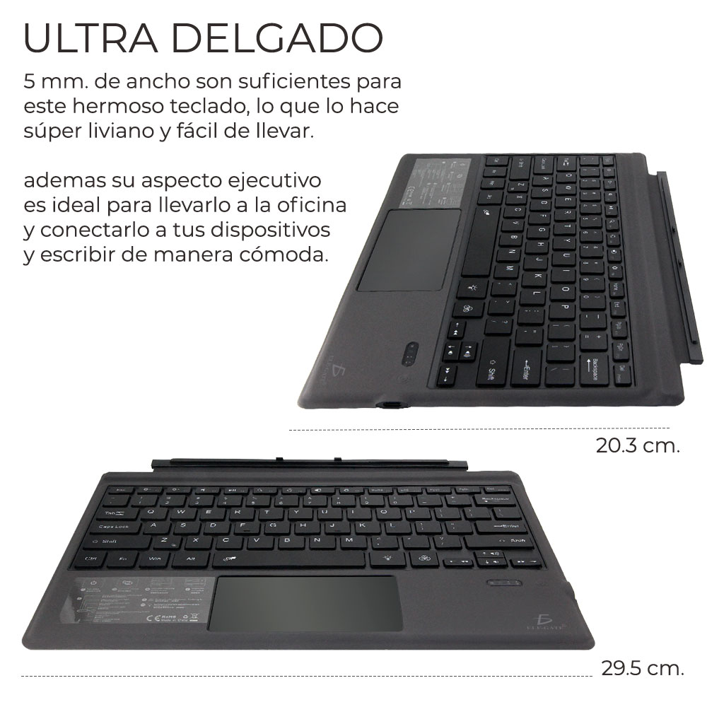Teclado Táctil Bluetooth Para Surface Pro 5/4/3 Con Luz RGB