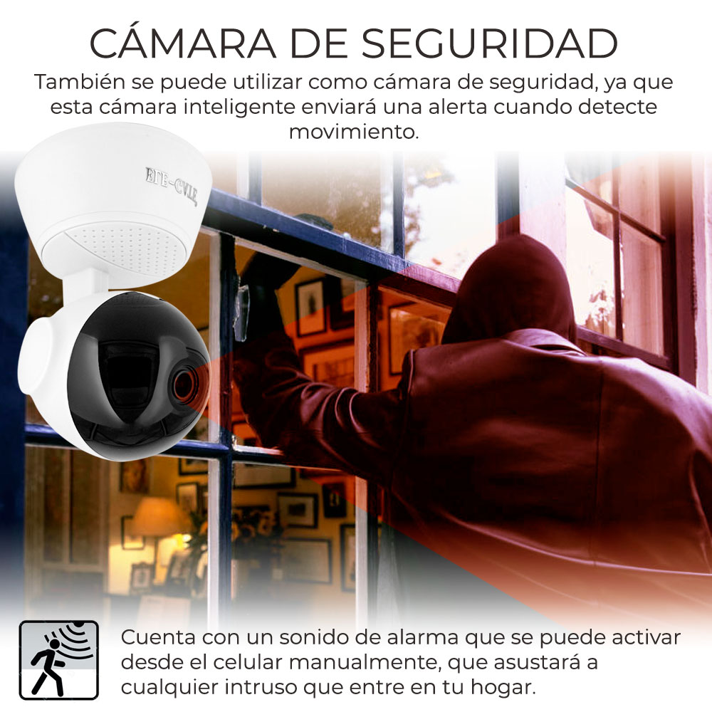 Camara De Seguridad 1080p Wifi Visión Nocturna Alarma