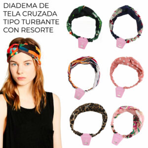 Diadema de Tela Cruzada Tipo Turbante con Resorte