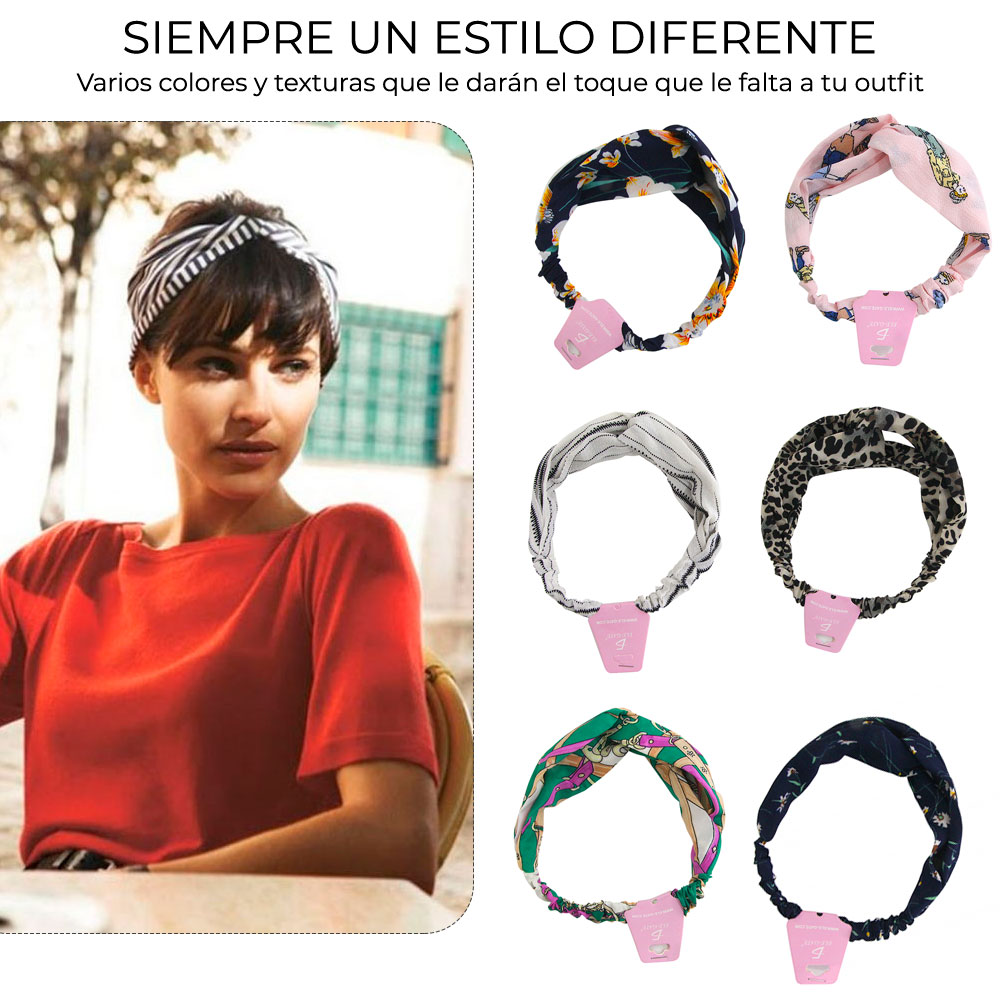 Diadema de Tela Cruzada Tipo Turbante con Resorte