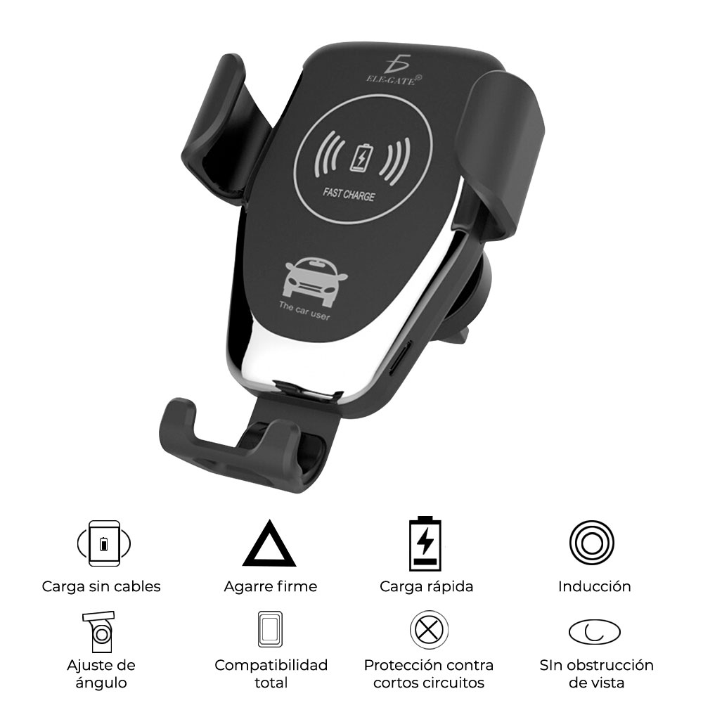Cargador Inalambrico Qi Carga Rapida 10w Soporte Para Auto