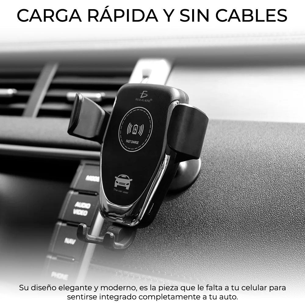 Cargador Inalambrico Qi Carga Rapida 10w Soporte Para Auto