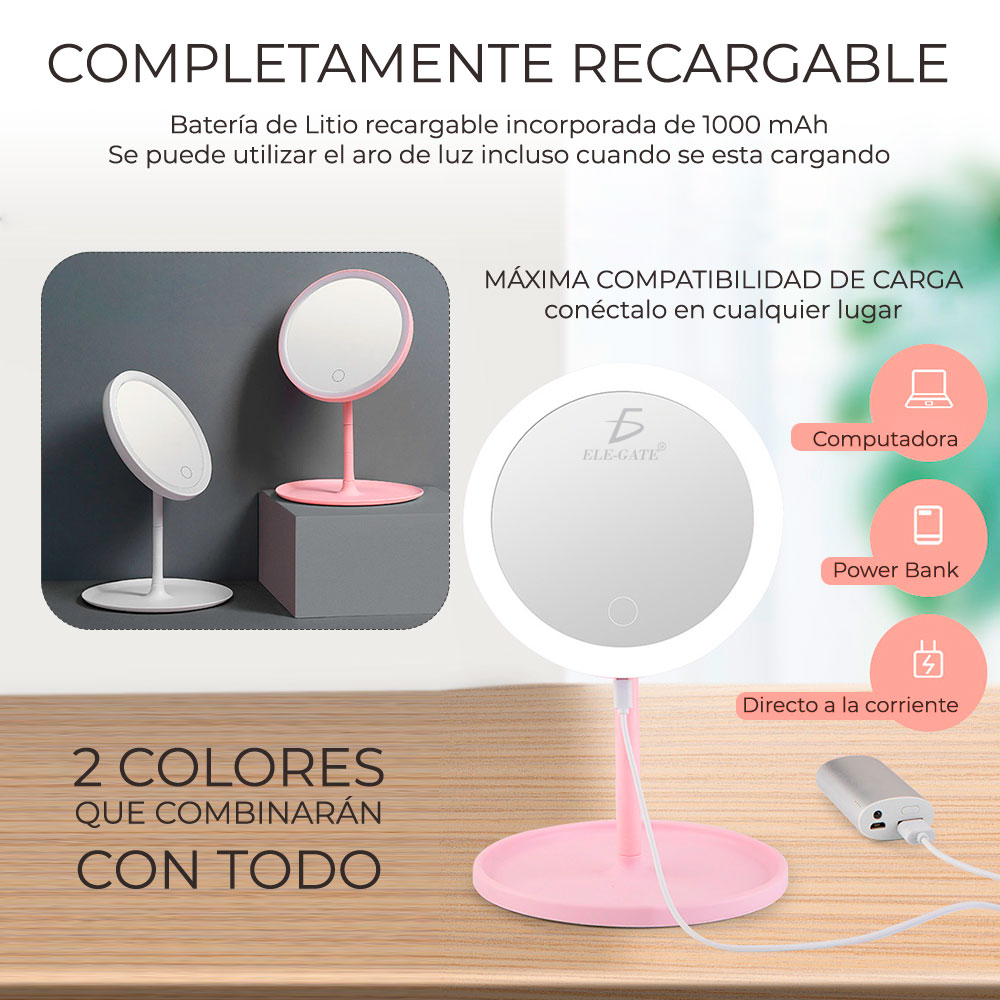 Aro Luz Led 17.5cm Espejo Maquillaje Tiktok Portátil