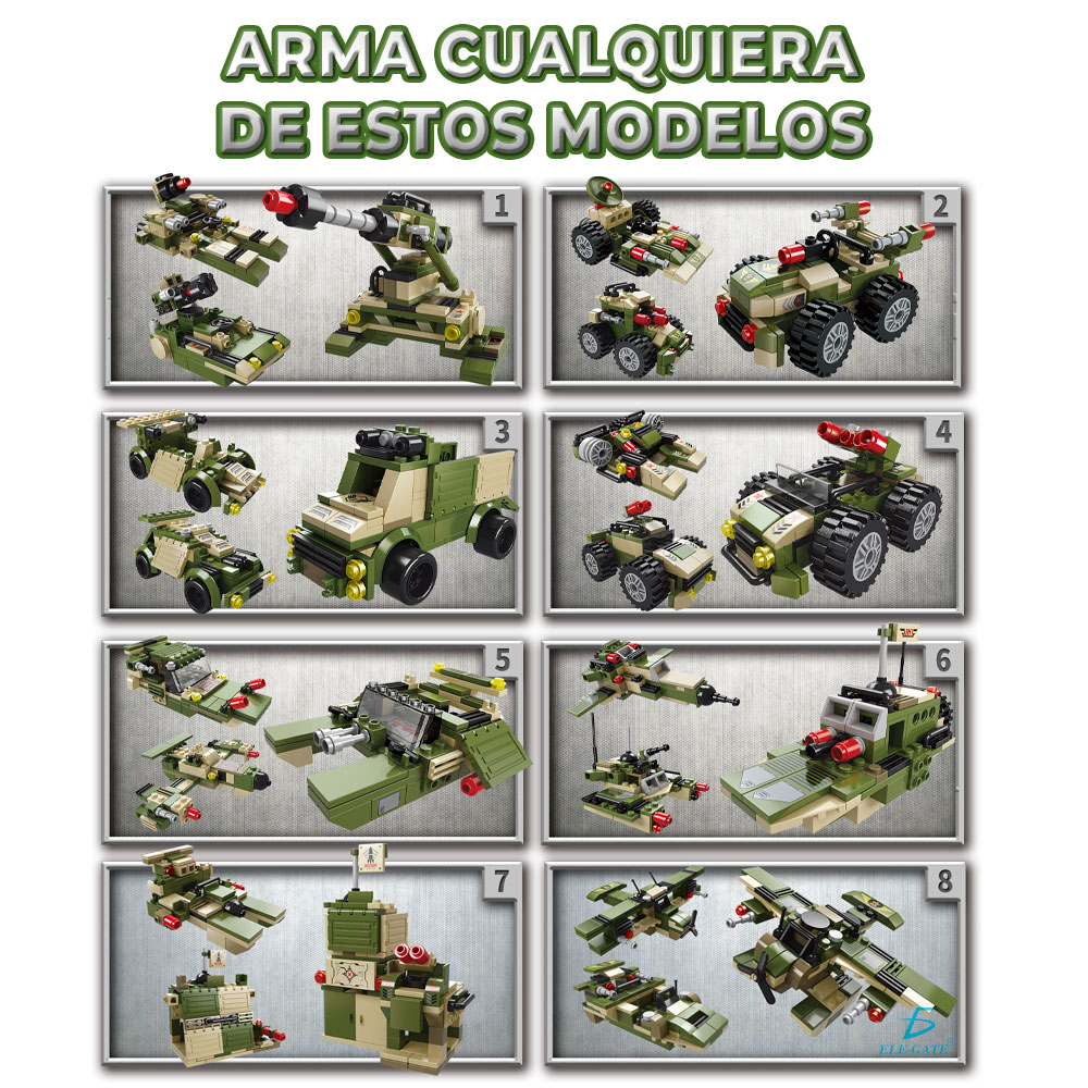 Juguete de Bloques Batallón de Combate Tanque Y Camión Lanza Misiles 853 PZS