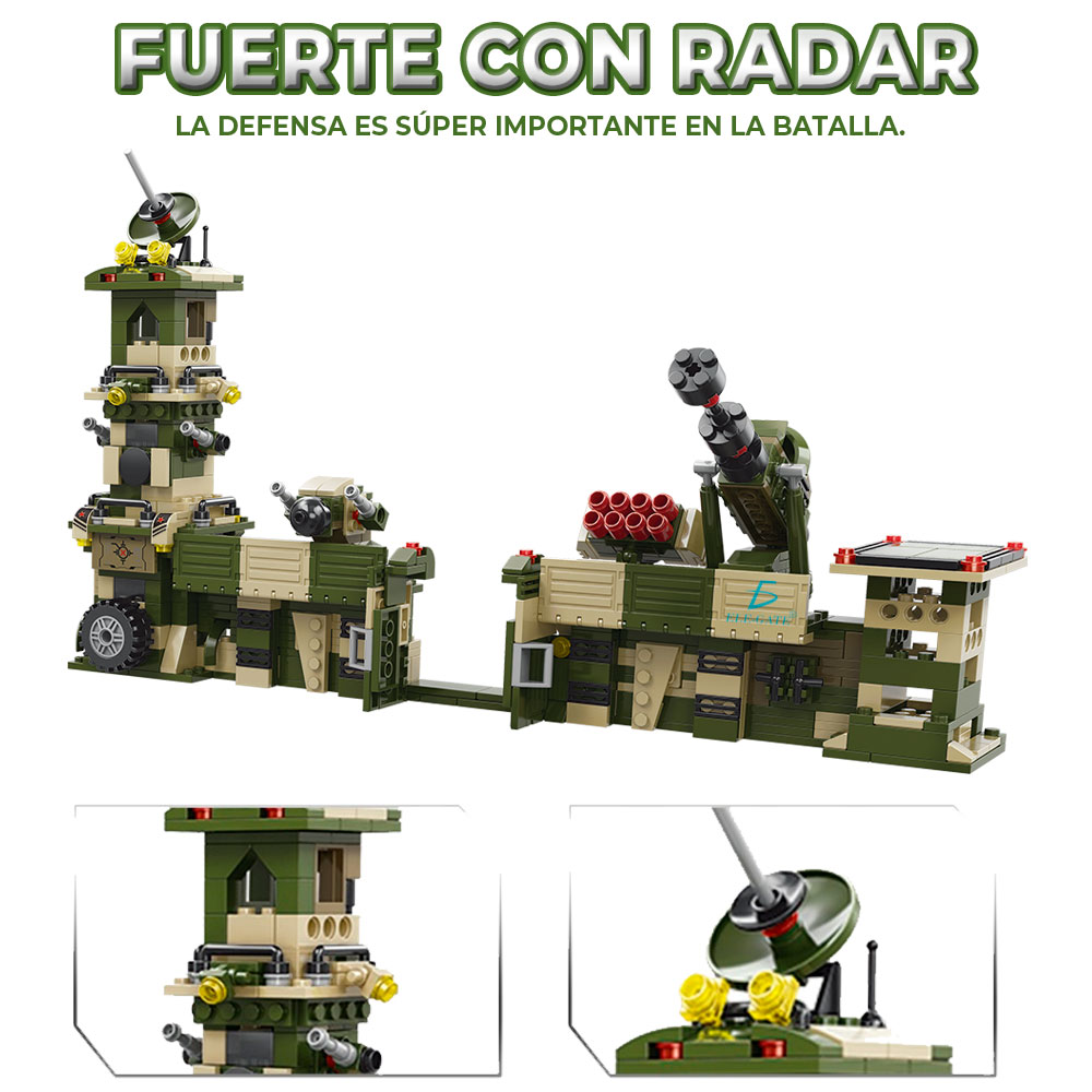 Juguete de Bloques Batallón de Combate Tanque Y Camión Lanza Misiles 853 PZS