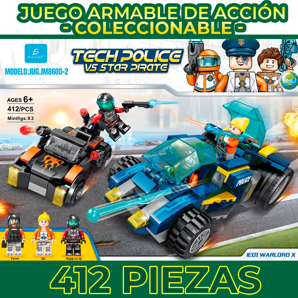 Juguete de Bloques Tech Police Vs Star Pirate 412Pzs